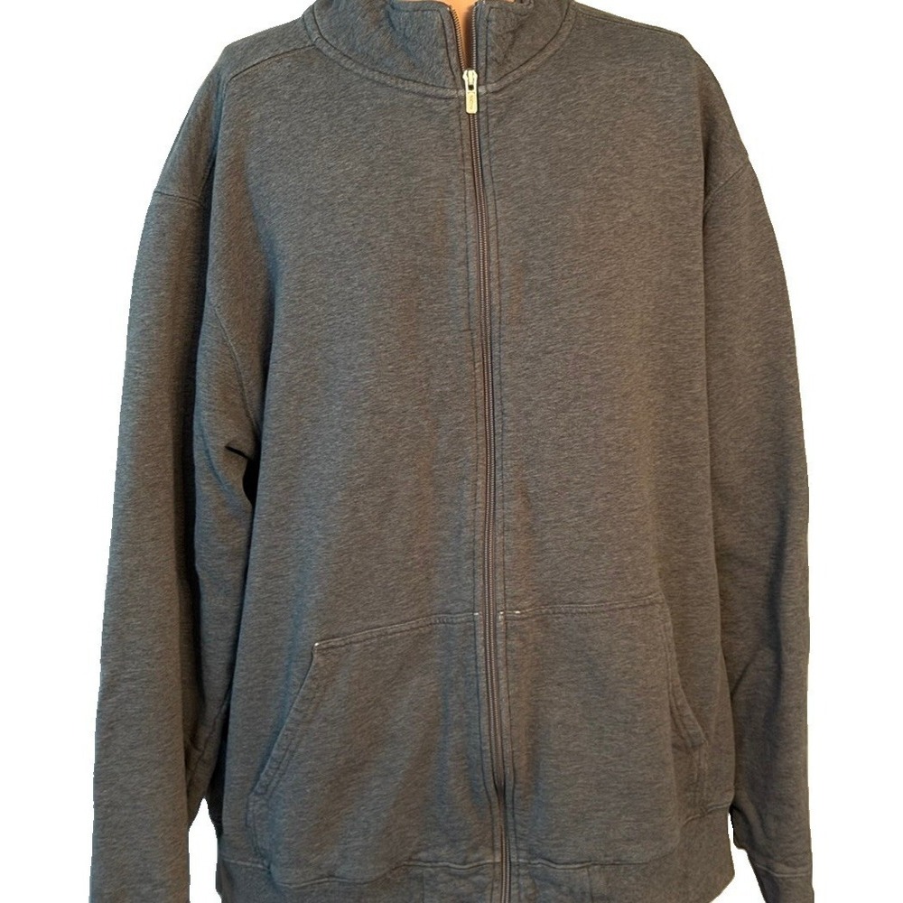 LL Bean Jacket Men's XLT Extra Large Tall Gray Zip Up Jacket With Front Pockets
